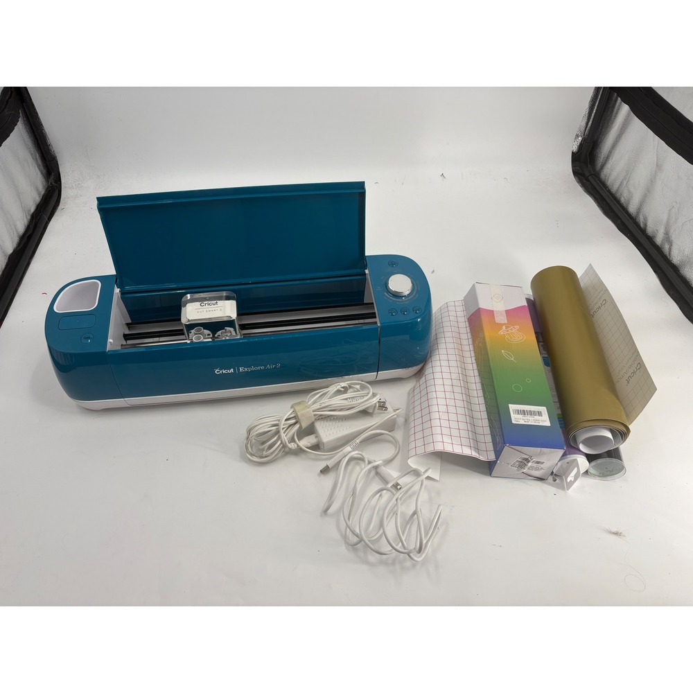 Cricut Explore Air 2 Cutting Machine Bundle Peacock Blue with Vinyl Rolls